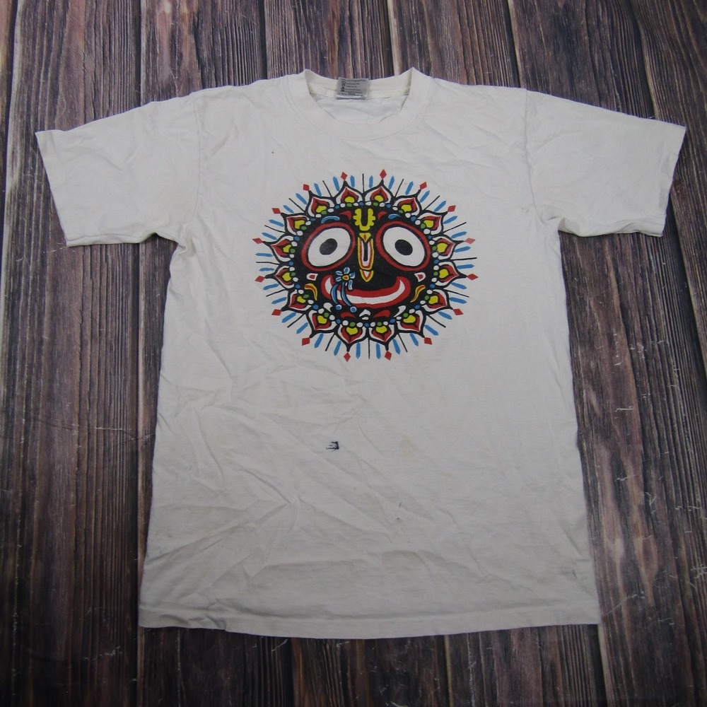 Vintage Oneita Sun Face Graphic Shirt Mens L White Single Stitch 90s Tee